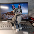 Miniatyrbillede 3 af 9: Yndig kat mini model bygning klodser ekspressive ansigter orange og sort muligheder til børnelegetøj