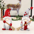 Miniatyrbillede 3 af 8: Gnome Ornament Jule pynt Kreativ Ansigtsløs Dukke Med Kost Nyt År Hjem Bord Vindue Dekoration