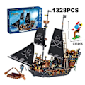 Miniatyrbillede 8 af 8: Sort Pirater Skib Gør-det-selv Eventyr Perle Båd Ø Storm Flagskib Flagskib Film Mini Klodser Bygge Klodse Model Legetøj