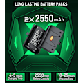 Pikkukuva 2 / 7: Langaton ohjain 2X2550mAh ladattava akku pakkaus
