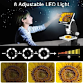 Miniatyrbild 6 av 7: 1000X 4,3" LCD Digitalt Mikroskop 1080P Mynt Mikroskop 8 LED Ljus USB förstoringsglas Llödning Reparation Mikroskop för Vuxna/Kbarn