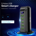 Miniatyrbilde 2 av 7: 5 Multi Port USB lader Hub For Mobil Telefon EU  Plug LED Display USB Lading Desktop Station Dock ladere