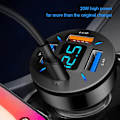 Miniatyrbillede 2 af 6: Hurtig opladning cigaret lighter adapter 4 port USB A USB C hurtig opladning telefon oplader