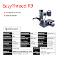 Miniatyrbilde 4 av 7: K9 Mini 3D Skriver Enkel å bruke Entry Level  Gave 3D Printer FDM TPU PLA Filament 1,75mm Sort