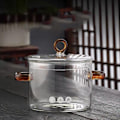 Miniatyrbild 2 av 7: Transparent Glas Soppa Gröt Krytor 1,5L Mikrovågsugn Eld Värme Glas Skål