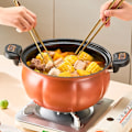 Miniatyrbilde 5 av 6: Gresskar gryte multifunksjonell støpejern lite trykk koker braise koke damp stuing nonstick gryter matlaging gryter