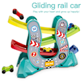 Miniatyrbillede 2 af 7: Svæveflyvning biler rampe racer biler racer bane bil 4 niveauer zig zag rampe bil racing legetøj køretøjer