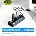 Miniatyrbild 2 av 5: Hög Speed 7 Portar USB HUB 2.0 Adapter Expander Multi USB Splitter Multiple Extender med LED Lampa