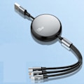 Miniatyrbild 5 av 8: Snabb USB kabel för Huawei/Honor Indragbar Portabel 3 i 1 Mikro USB Typ C Laddare kabel