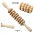 Pikkukuva 3 / 7: Ihoystävällinen Fascia Hieronta Stick Hieronta Liukumista estävä kahva Puu uritettu Gear Monitoiminen Smooth Roller hierontalaite