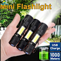 Miniatyrbillede 2 af 7: Indbygget Batteri XP-G Q5 Zoom Fokus Mini Led Lommelygte Lampe Lampe