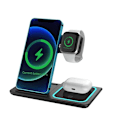 Miniatyrbillede 1 af 7: 3 I 1 Trådløs Oplader Stativ Pad Til iPhone 14 13 12 11 X Apple Watch 8 7 Airpods Foldbar 15W Telefon Hurtig Opladning Dock  Station