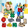 Miniatyrbillede 1 af 8: Pædagogisk Samle Robots Transformation Bygning Klodser Action Figur