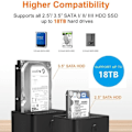 Miniatyrbillede 9 af 10: Dual-bay Hard Drive Docking Station USB C 3.0 To SATA Hard Drive Caddy Dock