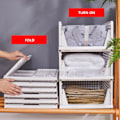 Miniatyrbillede 4 af 7: Folde Opbevaring Rack Opbevaring Kurv Garderobe Tøj Layered Opdeling Hylde Organiser Opbevaring Rack