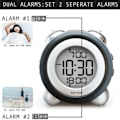 Miniatyrbild 3 av 6: Digital Alarm Klocka Tid Datum Display Tvilling Klocka Mycket Högt för Tunga Sovare Dubbelt Alarm