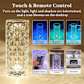 Miniatyrbillede 3 af 8: LED Krystal Bord Lampe Rose Lys Projektor 3/16 Farver Touch Nat Lys Romantisk Diamant Atmosfære Lys USB Home Bar Dekor