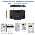 Miniatyrbillede 8 af 10: USB 3.0 til SATA IDE Hard Disk Adapter Konverter kabel til 3.5 2.5 tommer HDD/SSD CD DVD ROM CD-RW 3 in 1 IDE  SATA adapter