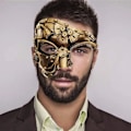 Miniatyrbild 2 av 3: Cosplay Steampunk ghost mask mekanisk utrustning, halvansikte Halloween kostum, julfest tillbehör