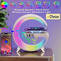 Miniatyrbillede 2 af 8: Multifunktion Trådløs Oplader Pad Stativ Højttaler TF RGB Nat Lys 15W Hurtig Opladningsstation til iPhone Samsung Xiaomi Huawei