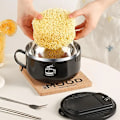 Miniatyrbillede 4 af 7: 1000ml Ramen Skål Med Låg 304 Rustfrit Stål Instant Nudles Frugt Salat Ris Suppe Skål Stor Frokost Kasse