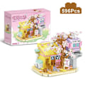 Miniatyrbillede 1 af 8: Creative Street View Izakaya Sakura Hus Model Bygning Klodse By Cherry Blossom Hut MOC Bricks