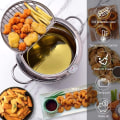 Miniatyrbillede 7 af 7: Dyb friture gryde med termometer og låg 304 rustfrit stål køkken tempura frituregryde