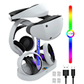 Miniatyrbillede 2 af 7: Controller Opladningsstation til PS VR2 Oplader Dock Stativ til Playstation VR2 Headset med RGB Lys Skærm Tilbehør