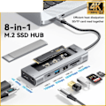 Miniatyrbild 5 av 6: 8-i-1 USB Hub Med Disk Lagring Funktion USB Typ-c till HDMI-kompatibel Laptop Dock Station