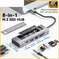 Miniatyrbilde 5 av 6: 8-i-1 USB Hub Med Disk Lagring Funksjon USB Type-c til HDMI-kompatibel Laptop Dock Stasjon