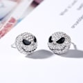 Miniatyrbillede 3 af 5: Jack Circle Crystal Øreringe Mareridt Før jul Tegnefilm Gotisk Fest Smykker Skull Stud Øreringe