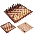 Miniatyrbillede 4 af 5: 3 i 1 bræt fest bord spil terninger skak backgammon bræt