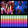 Miniatyrbillede 1 af 7: 30 stykker LED Glow Sticks Bulk Farverig RGB Glow Foam Stick  Tube Mørk Lys til jul fødselsdag bryllup fest forsyninger