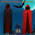 Miniatyrbillede 5 af 7: Cape Stativ krave Kasket Vendbar Sort Rød Cape Voksen Børn Vampyr Cape Halloween Fest Cosplay kostume