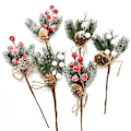 Miniatyrbilde 2 av 7: 5 stykker jul rød bær kunstig blomst furu kjegle gren jule tre pynt pynt