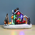 Miniatyrbild 8 av 8: Jul liten tåg by snö hus lysande harts prydnad