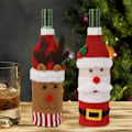 Miniatyrbillede 3 af 11: Jul vin flaske cover sæt nisse snemand vævet vin flaske poser til julefest middag bord pynt