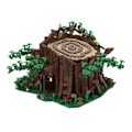 Miniatyrbillede 2 af 4: Middelalder Skov Fe Hytte Bygning Klods Kit Stub Hytte Træ Legetøj