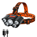 Miniatyrbilde 1 av 9: Usb Oppladbart Innebygget Batteri 5 Led Strong Hovedlykt Super Lysst Hodemontert Lommelykt
