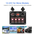 Pikkukuva 4 / 8: 4 painiketta keinu kytkin paneeli volttimittari USB laturit varusteet vene vene auto auto RV matkailuauto vaunut