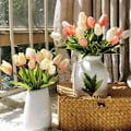 Miniatyrbilde 3 av 11: 5 stykker tulipan kunstige blomster ekte touch bukett falske blomster dekorasjon