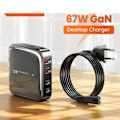 Miniatyrbild 2 av 6: Laddningsstation Multi Port GaN USB Laddare Skrivbord Typ C PD QC Snabb laddning