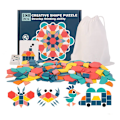 Miniatyrbilde 2 av 7: 180 biter Montessori Barn Tre 3D Geometrisk Form Stikksag Puslespill Tavle Set Baby Tidlig Utdanning Leker for Barn