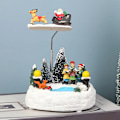 Miniatyrbilde 6 av 11: Lysende jule landsby musikk roterende nisse nisse tre jule pynt