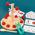 Miniatyrbild 2 av 7: Räkna äpplen leksak, montessori räkna leksaker för småbarn, trä pedagogisk lärande leksak