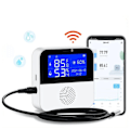 Miniatyrbild 1 av 7: Smart WIFI Temperatur och Fuktighetssensor med Bakgrundsbelysning LCD Display Inomhus Termometer Hygrometer Mätare Stöd