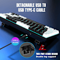 Miniatyrbild 4 av 7: 68 Keys Mekaniskt Tangentbord Ergonomi RGB Bakgrundsbelyst LED Hot Swappable Blå Switch Gaming Tangentbord för PC Bärbar dator Kontor