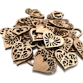 Miniatyrbild 6 av 8: Hjärta Naturligt Trä Spån Openwork Trä Gör-det-själv Hantverk Scrapbook Utsmyckningar Hängande Ornament
