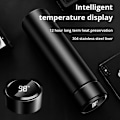 Miniatyrbild 3 av 6: 500 ml svart rostfritt stål kreativ smart termos flaska temperatur display