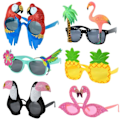 Miniatyrbild 1 av 5: Hawaiian Fest Solglasögon Flamingo Tropical Luau Pool Beach Fest Dekoration Tillbehör Roliga glasögon